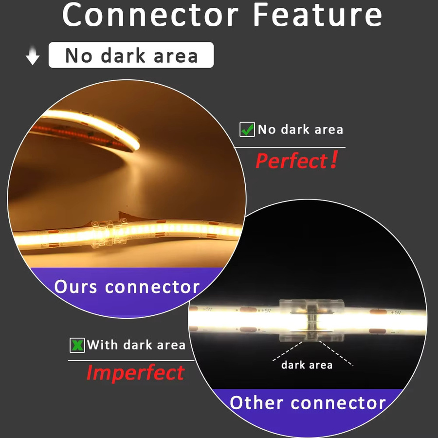 5er Set LED Streifen Stecker L-Form für COB SMD RGB CCT in Transparent, Breite: 5 mm, 8 mm oder 10 mm - Bild 2