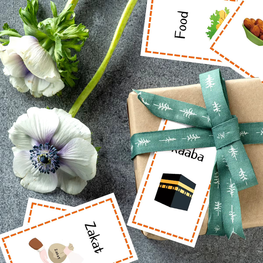 Ramadan-Vokabel-Flash-Karten, 16-teiliges Set, pädagogische islamische Flash-Karten - Bild 2