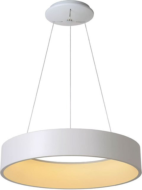 Lucide Talowe LED-Pendelleuchte in Weiß, moderne Ring-Hängeleuchte mit 60 LEDs, dimmbar und höhenverstellbar, warmweißes Licht - Bild 1