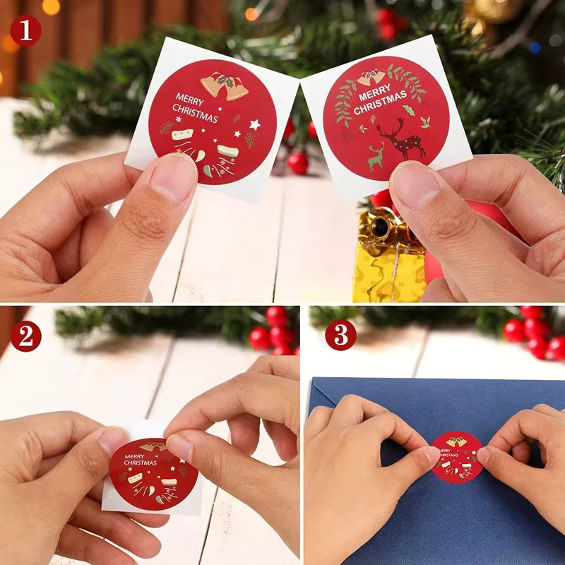 Frohe Weihnachten Aufkleber in Rot aus Papier für deine Verpackungsetiketten - Bild 4