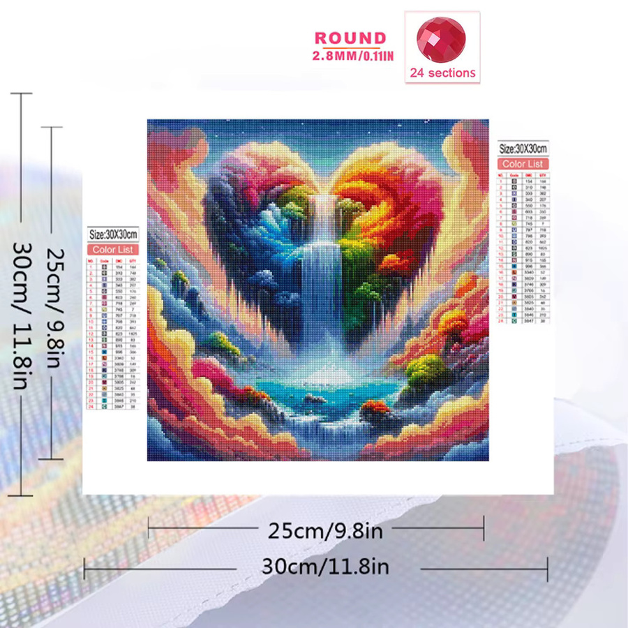 Momoart 5D DIY Diamantmalerei Liebesherz Wolke und Wasserfall Landschaft in Multicolor, B/B/H: 20 x 20 x 20 cm - Bild 2