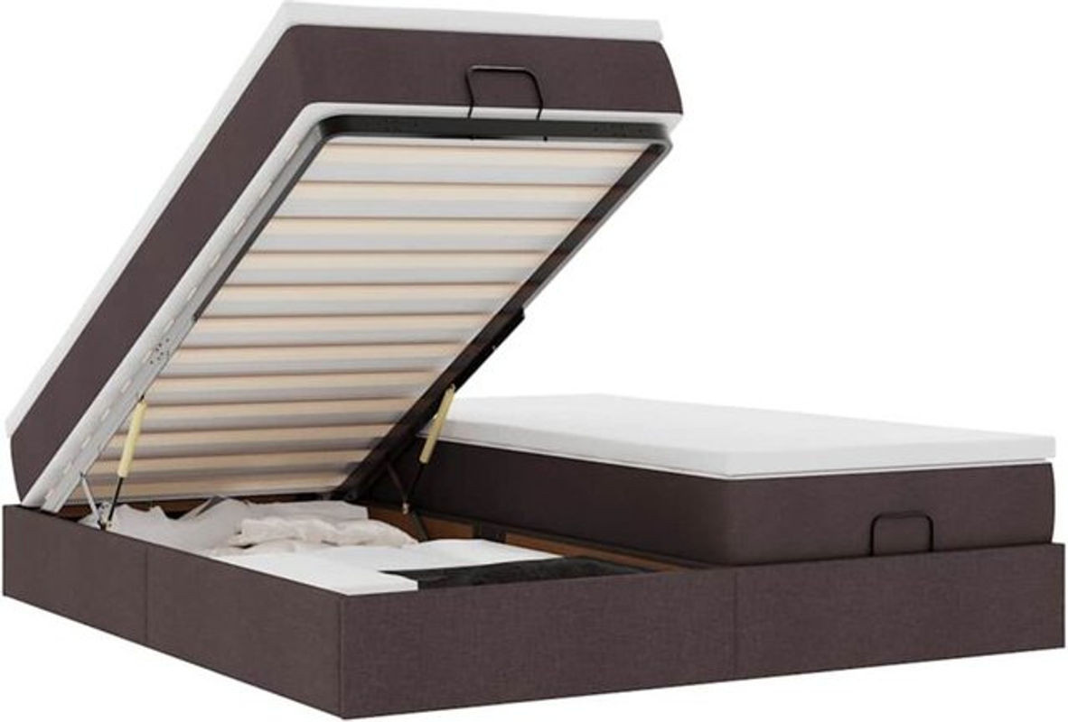 Vidaxl Ottoman Polsterbett mit Matratze in Braun aus Stoff, B/T/H: 180 x 200 x 23,5 cm - Bild 1