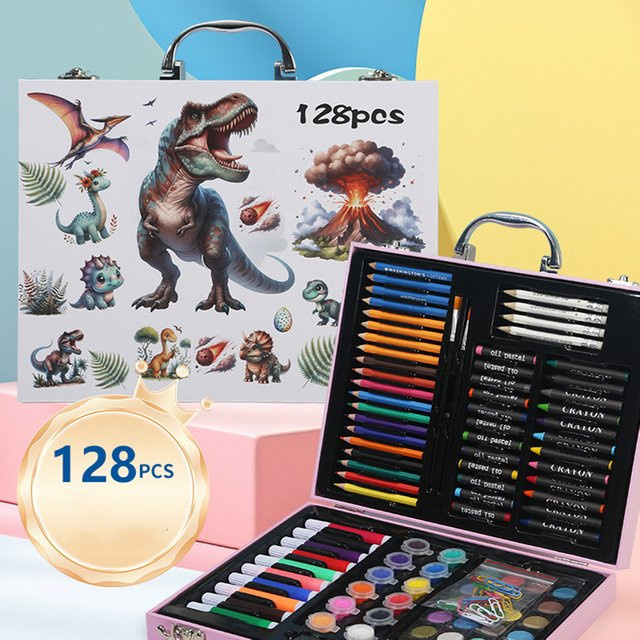 Painti 128-teiliges Aquarell- und Buntstift-Set in Bunt und Rosa für Anfänger und Schule - Bild 1