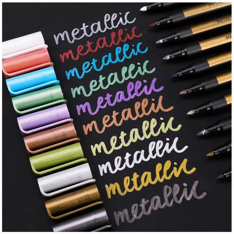 Metallic-Marker Set mit 20 Farben und mittlerer Spitze für DIY-Bastelarbeiten, Felsmalerei und schwarzes Papier - Bild 5