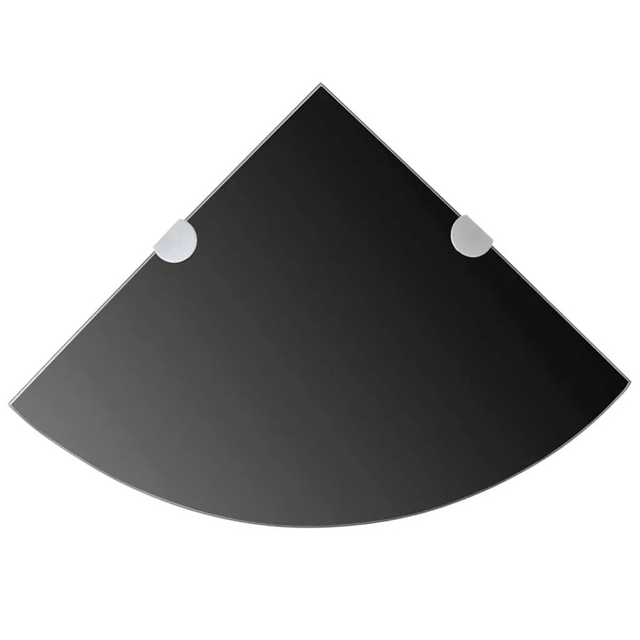 vidaXL Eckregale Set aus 2 Stück mit verchromten Halterungen aus schwarzem Glas, Wandmontage - Bild 2