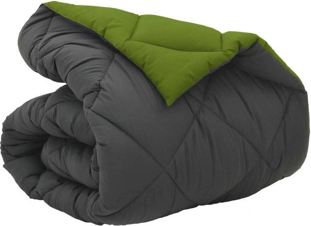 vidaXL Winterbettdecke aus Mikrofaser in Grün und Anthrazit, B/B: 135 x 220 cm - Bild 1