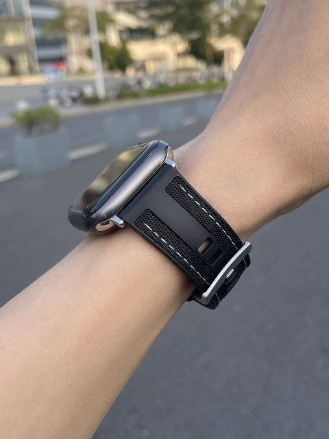 Uhrenarmband Silikon + Nylonarmband, Schwarz, Unisex - Bild 1