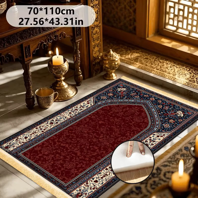 VIKAMA Persischer Gebetsteppich mit floralem Design, waschbar, Multicolour - Bild 5
