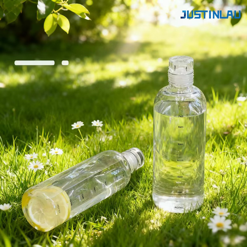 JUSTINLAU Tragbare Glasflasche aus Borosilikatglas mit Trinkzeit-Skala, Transparent, 300 ml - Bild 2