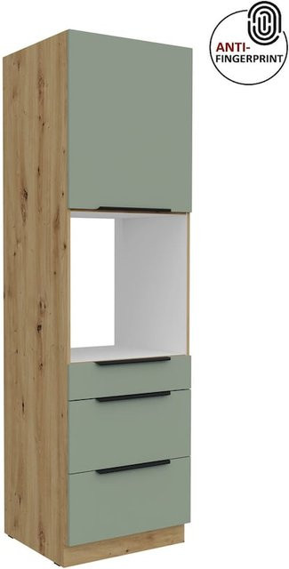 Küchen Hochschrank ARIA Aquamarin matt mit Schubladen und offenen Regalen Breite: 60 cm - Bild 1