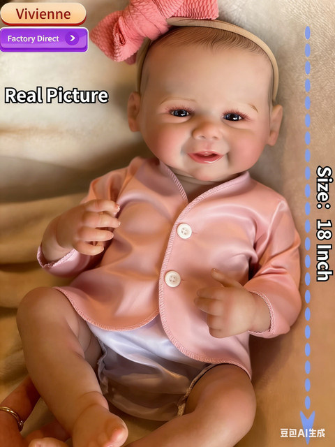 Aizwa Reborn-Babypuppe Vivienne, Neugeborenen-Puppe, Rosa / Pink - Bild 1