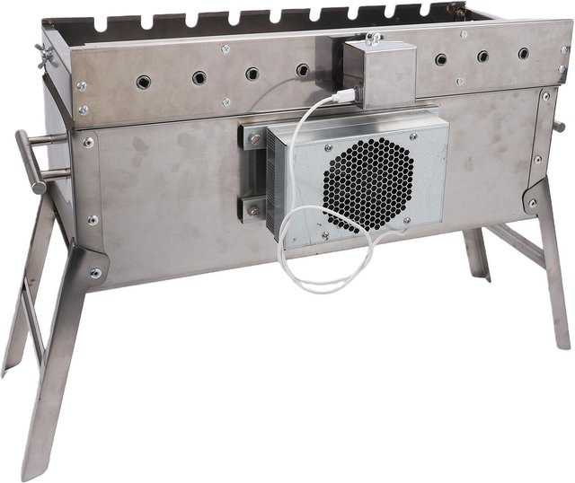 Fishine Drehgrill aus Edelstahl mit Rotisserie für Camping und Outdoor, Farbe: Silber/Grau - Bild 1