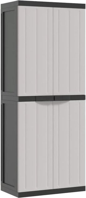 vidaXL Gartenschrank aus Kunststoff in Grau und Schwarz mit Regalböden und Schloss, B/T/H: 65 x 37 x 165 cm - Bild 1