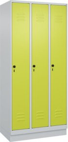 C+P Spind Classic PLUS Garderobenschrank mit Sockel, 3 Abteile, Lichtgrau, H x B x T: 195 x 90 x 50 cm - Bild 1