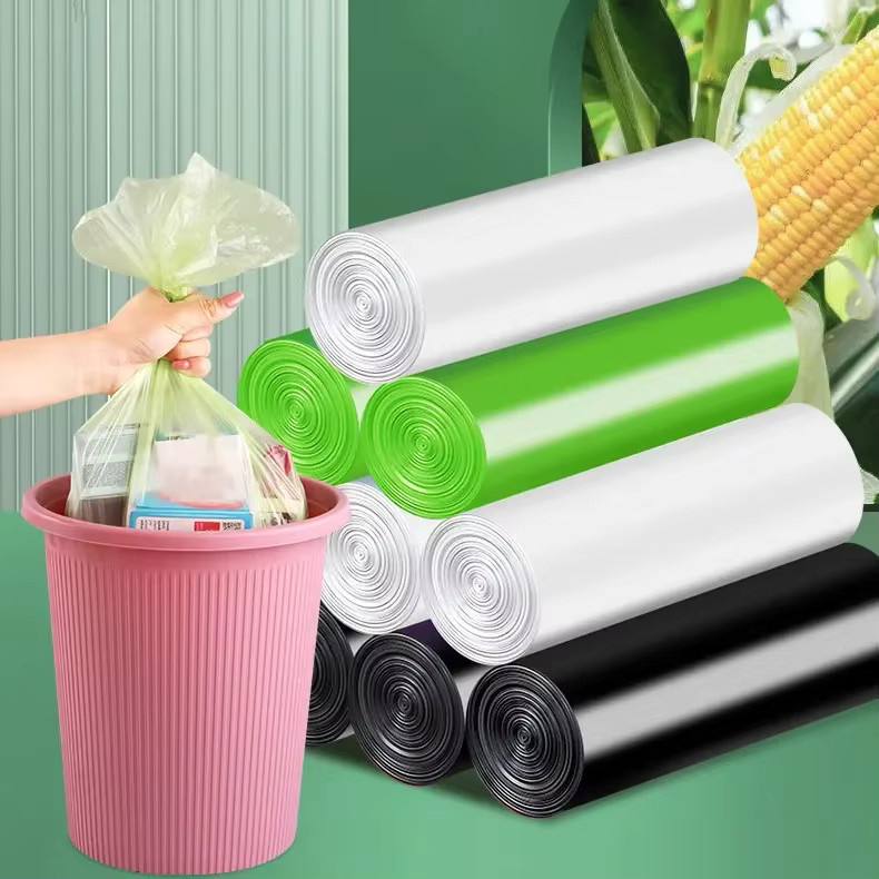 100 Stück Biologisch Abbaubare Müllbeutel aus Stärke, Umweltfreundliche Einweg-Reinigungsbeutel für die Küche in Schwarz und Grün - Bild 1