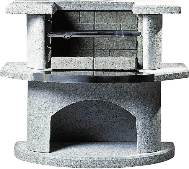 Buschbeck Grillbar Venedig Holzkohlegrill aus Stahl in Weiß mit Grillrost und Holzscheiteablage, Breite: 110 cm - Bild 1