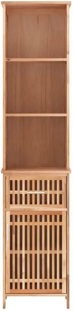 vidaXL Badschrank aus Massivholz Nussbaum in Braun mit Türen und Schubladen, B/T/H: 42 x 29 x 182 cm - Bild 1