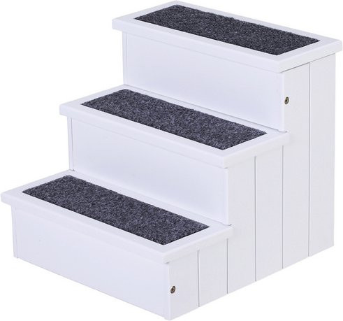 PawHut Tiertreppe aus Holz in Weiss mit einer Länge von 40,5 cm - Bild 1