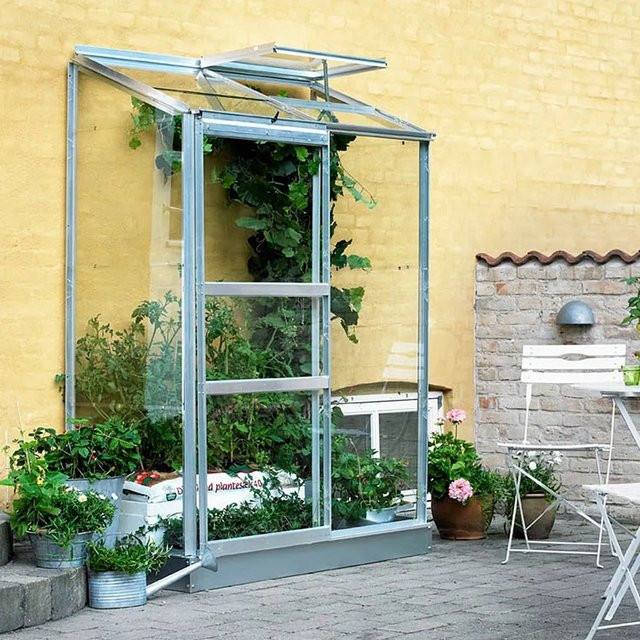Halls Gewächshaus Altan 2 mit 2 Sektionen aus Blankglas in Silber, B/T: 132 x 69 cm - Bild 1