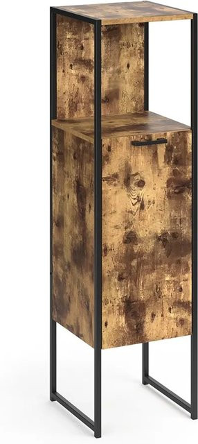 Vicco Badschrank Fyrk Vintage Midischrank mit 3 Fächern, Eiche/Schwarz, B: 33 cm, H: 121 cm, T: 60 cm - Bild 2