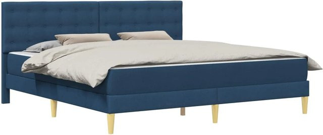 vidaXL Bettgestell mit Matratze und Kopfteil in Blau, B/T/H: 200 x 200 x 204 cm - Bild 1