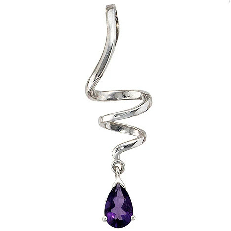Colfem Anhänger Tropfen, 925 Sterling Silber, rhodiniert, Amethyst, lila, violett - Bild 1