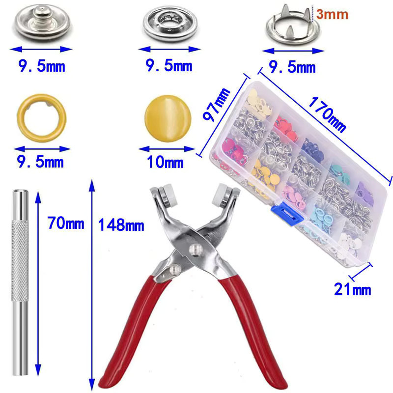 100 Sets Automatische Druckknopfzangen mit Fünf-Klauen-System aus Metall für Kleidung, Taschen und DIY-Bastelarbeiten - Bild 2