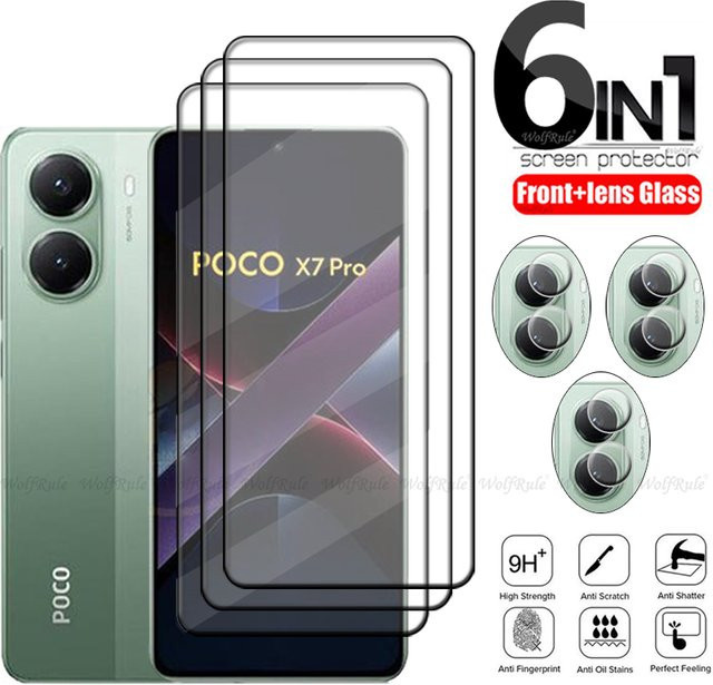 6-in-1 Schutzset für Xiaomi Poco X7 Pro mit gehärtetem Glas Full Screen Protector und Objektivglas in Transparent - Bild 1