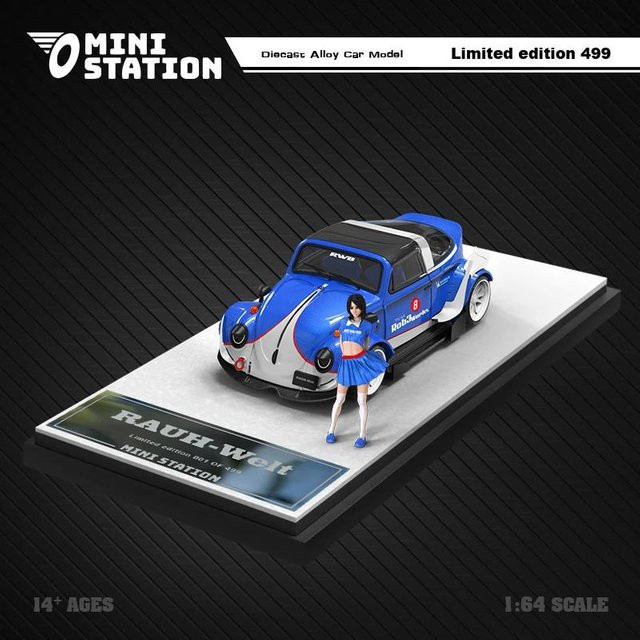 Linyi toy car Mini-Station Rwb-Targa Bluewhite, Diecast Modellauto, 1:64, ab 14 Jahren - Bild 1