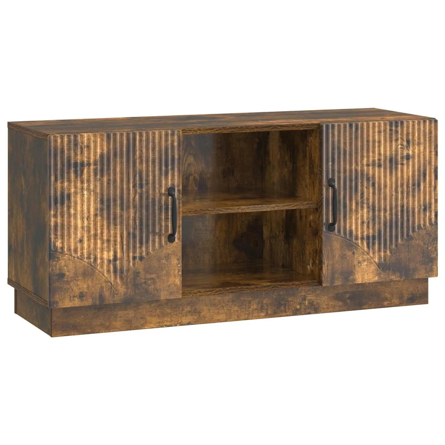 vidaXL TV-Schrank aus Holzwerkstoff in Geräucherte Eiche, Modernes Design, B/T/H: 102 x 34,5 x 47 cm - Bild 2