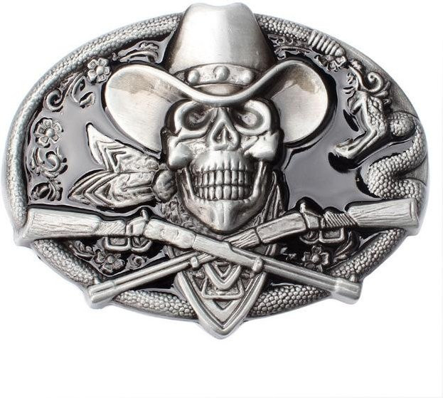 Super Six Gürtelschnalle Totenkopf Skelett, Herren - Bild 1