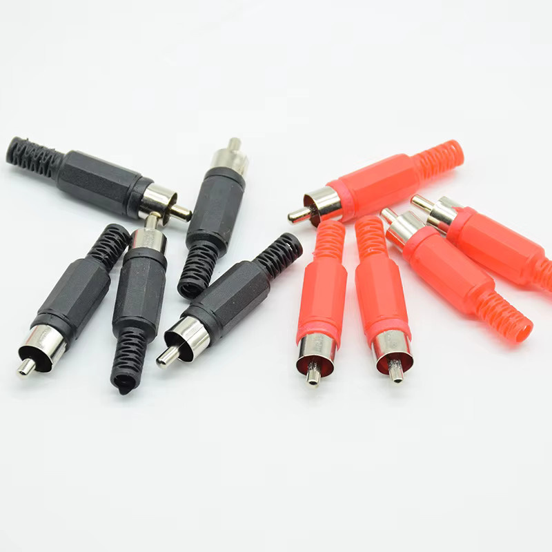 10er Set RCA Cinch Stecker zum Schweißen, Lotus Stecker für Audio und Video, 5x Rot und 5x Schwarz - Bild 2