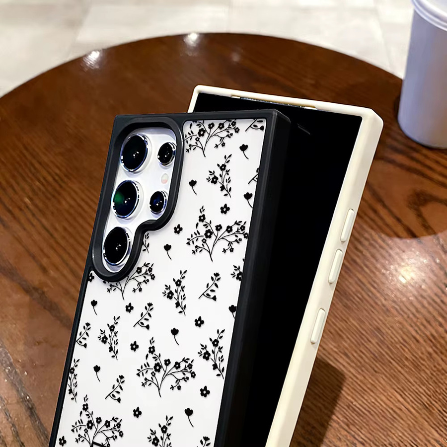 Stoßfeste Handyhülle mit Blumen-Design für Samsung Galaxy S25 S26 Ultra S24 FE S23 A56 5G A55 A54 A36 A17 A16 A15 A07 in Schwarz Matt - Bild 6
