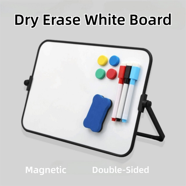 Magnetische Whiteboard-Tafel mit Ständer, doppelseitige Desktop-Whiteboard-Tafel in Weiß für deine Memo-To-Do-Liste - Bild 1