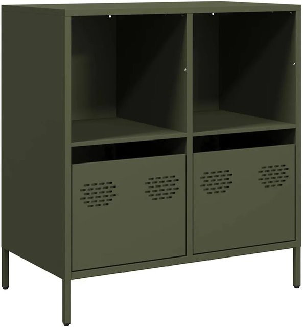 vidaXL Sideboard aus kaltgewalztem Stahl in Olivgrün, B/T/H: 68 x 39 x 73,5 cm - Bild 1