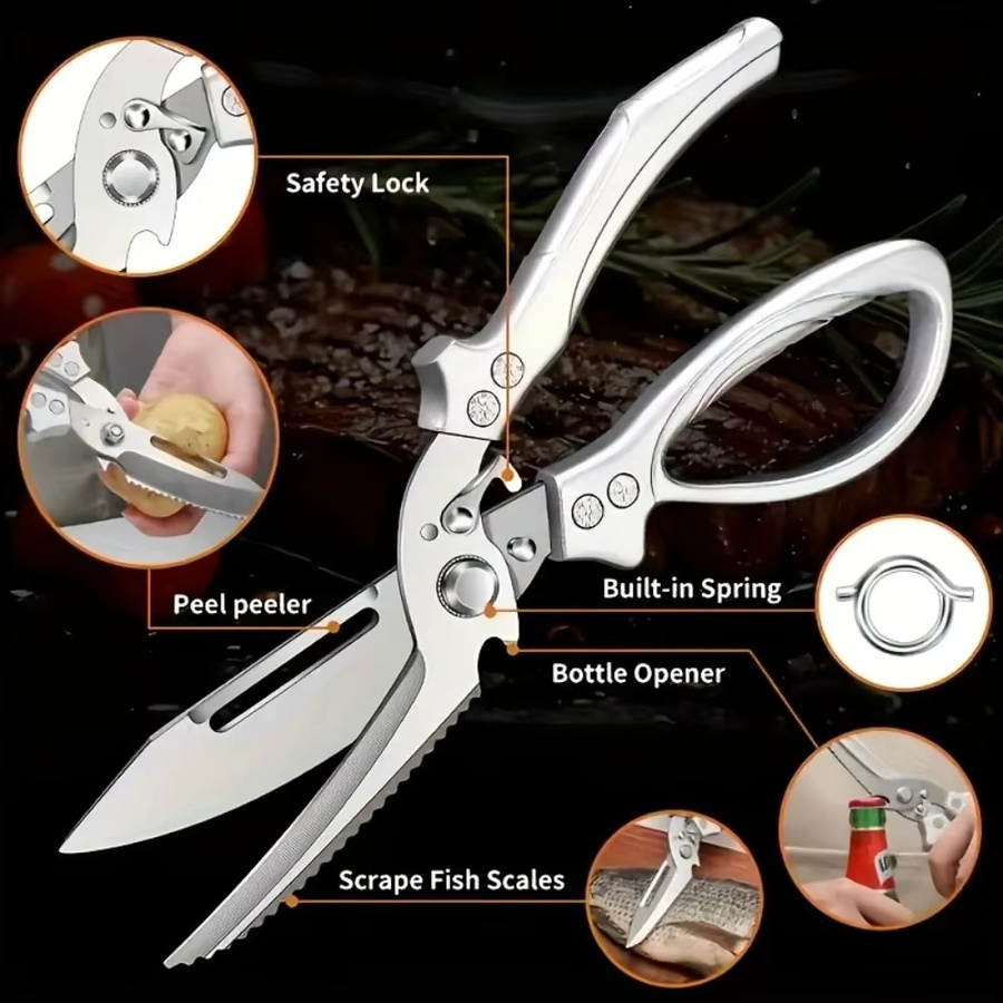 PLYS Automatische Rückprallschere aus Edelstahl in Silber mit ergonomischem Griff und verriegelbaren Klingen - Bild 6