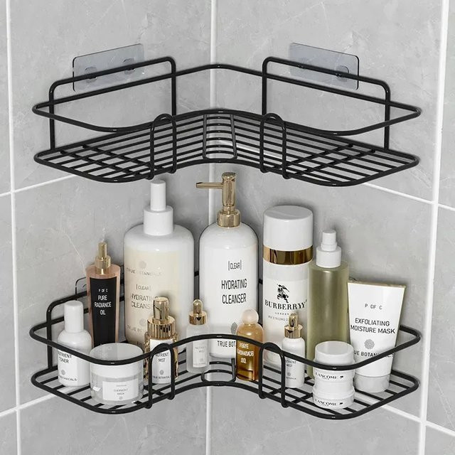 YANKE Badezimmer Eckregal aus Eisen zur Wandmontage in Weiß für Dusche und Shampoo Organizer - Bild 1