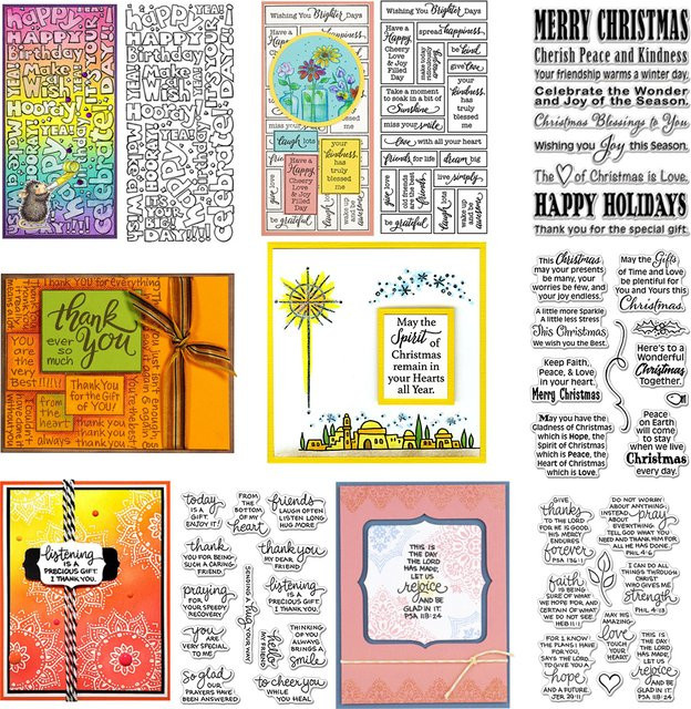 Klare Briefmarken-Stempel mit Weihnachts-Motiven und Wünschen für Scrapbooking und Bastelarbeiten, Mehrfarbig - Bild 1