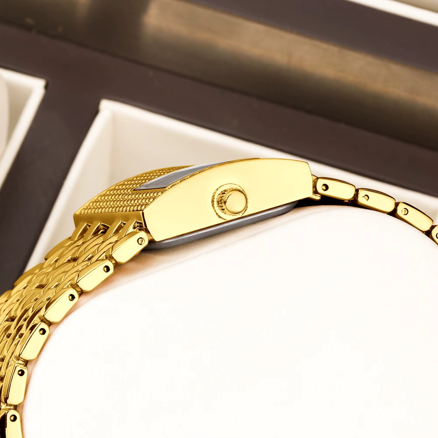 YaLaLuSi Armbanduhr Quarz, Edelstahl, Gold, Schwarz, Herren - Bild 4