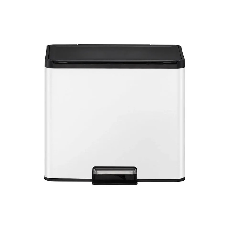 PROREGAL Rechteckiger Treteimer aus gebürstetem Edelstahl mit Soft Close und Stay Open Deckel, Weiß, Volumen: 29 Liter, H x B x T: 41,1 x 46,2 x 38,8 cm - Bild 2