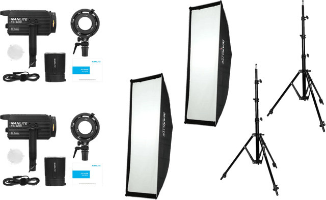 Nanlite FS 60B LED Dual Kit mit Lichtstativ und Softbox in Schwarz - Bild 1