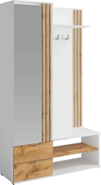 Vente-unique Flurgarderobe Janakia Modern in Weiß mit Spiegel, B/T/H: 120 x 40 x 210 cm - Bild 1
