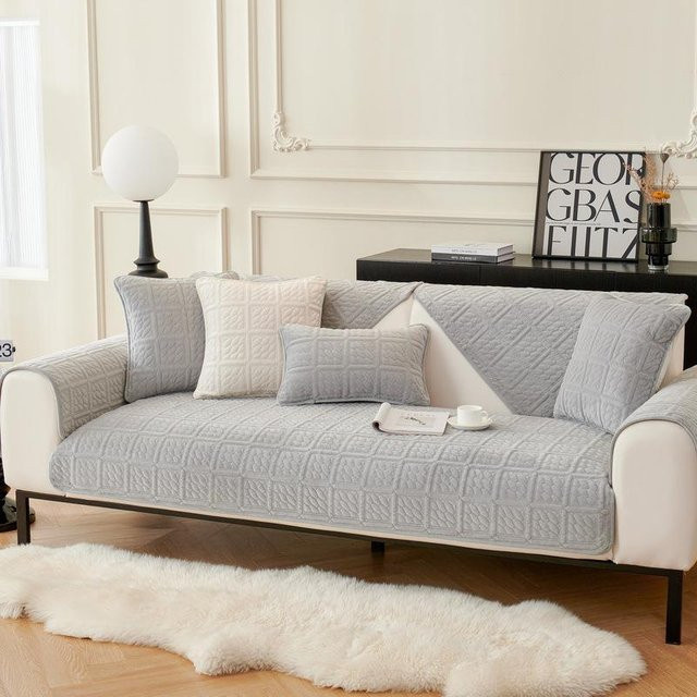 Super Six Plüsch Sofa Kissenbezug Weizenfeld Beige oder Grau, Rutschfest und Verdickt, Breite: 70 cm, Höhe: 70 cm - Bild 1