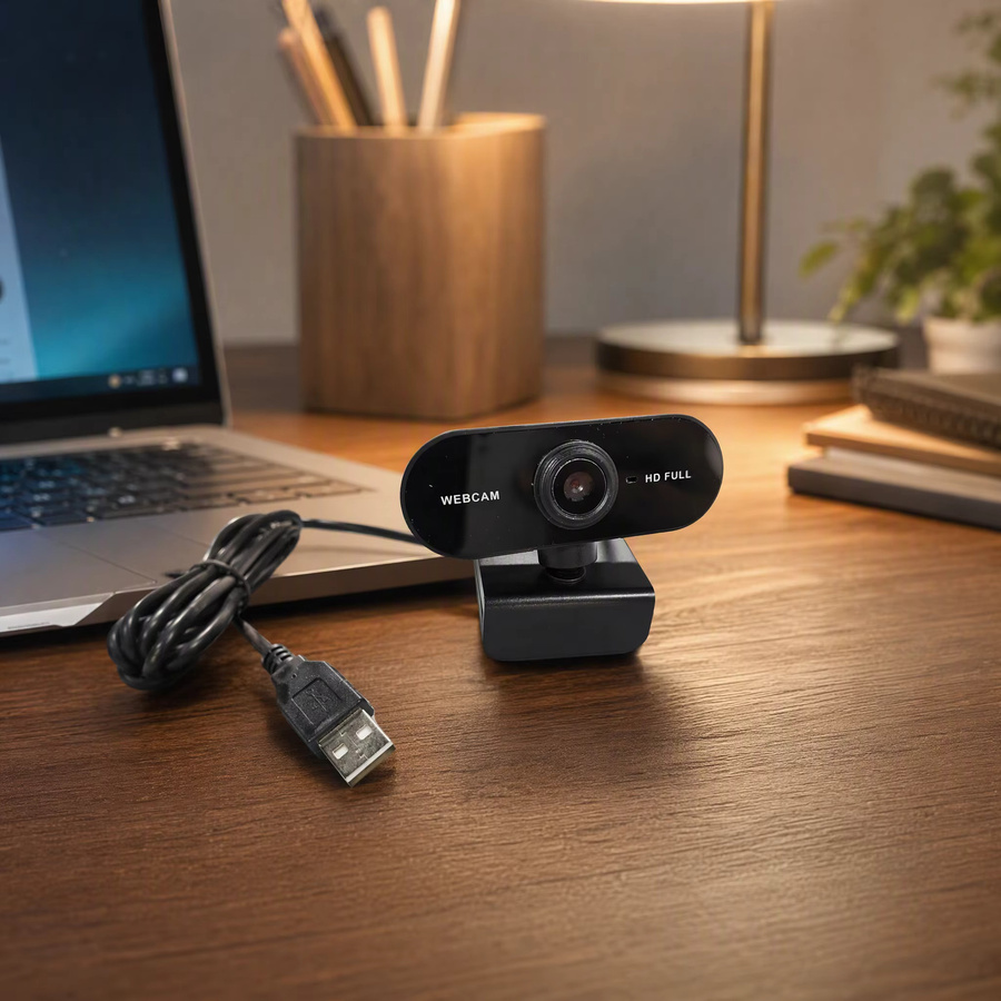 USB-Webcam mit Mikrofon für Laptop und Desktop, 360 Grad drehbare Plug-and-Play-Kamera für Videoanrufe und Konferenzen, Schwarz - Bild 2