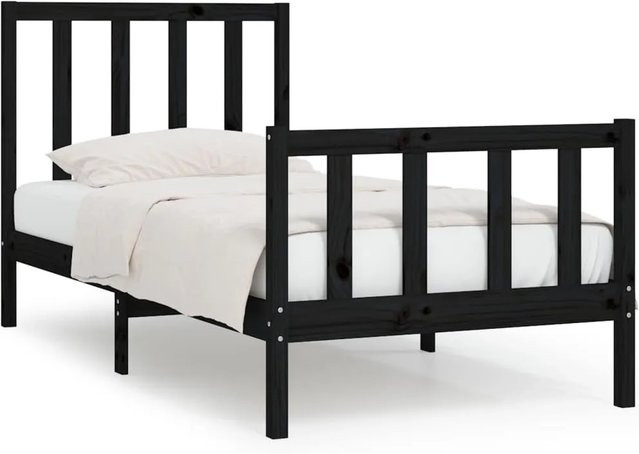 vidaXL Massivholzbett aus Kiefer in Schwarz, B/T/H: 76,95 x 195,5 x 80,5 cm - Bild 1