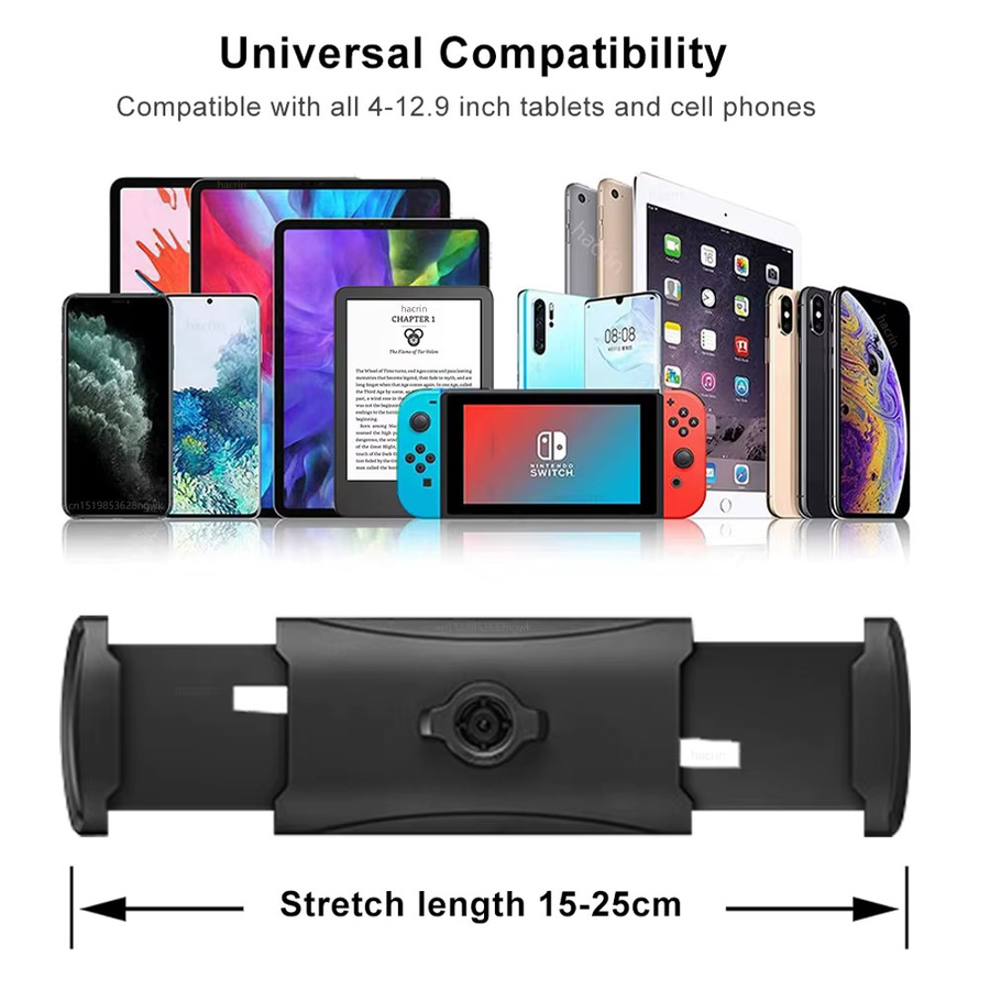 Hacrin Tablet-Ständer für das Bett mit langem Arm, verstellbare Halterung für 4 bis 12,9 Zoll iPad Pro, Xiaomi Pad und Samsung Tab, Schwarz - Bild 2