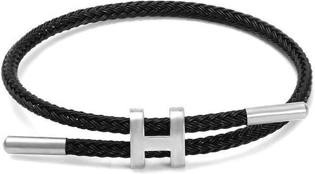 Global Finds Armband, Edelstahl, H-förmig, Schwarz, Unisex - Bild 1