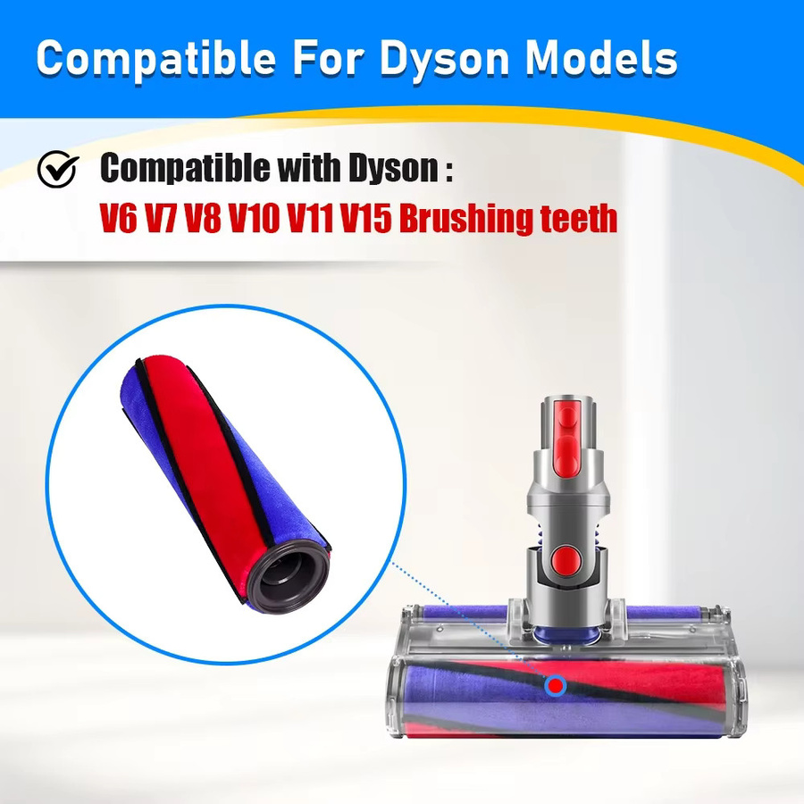 Dyson Ersatz-Hauptbürstenrolle für V6 V7 V8 V10 V11 Staubsauger, weiche Rollenbürste zur Tiefenreinigung, Multicolor - Bild 3