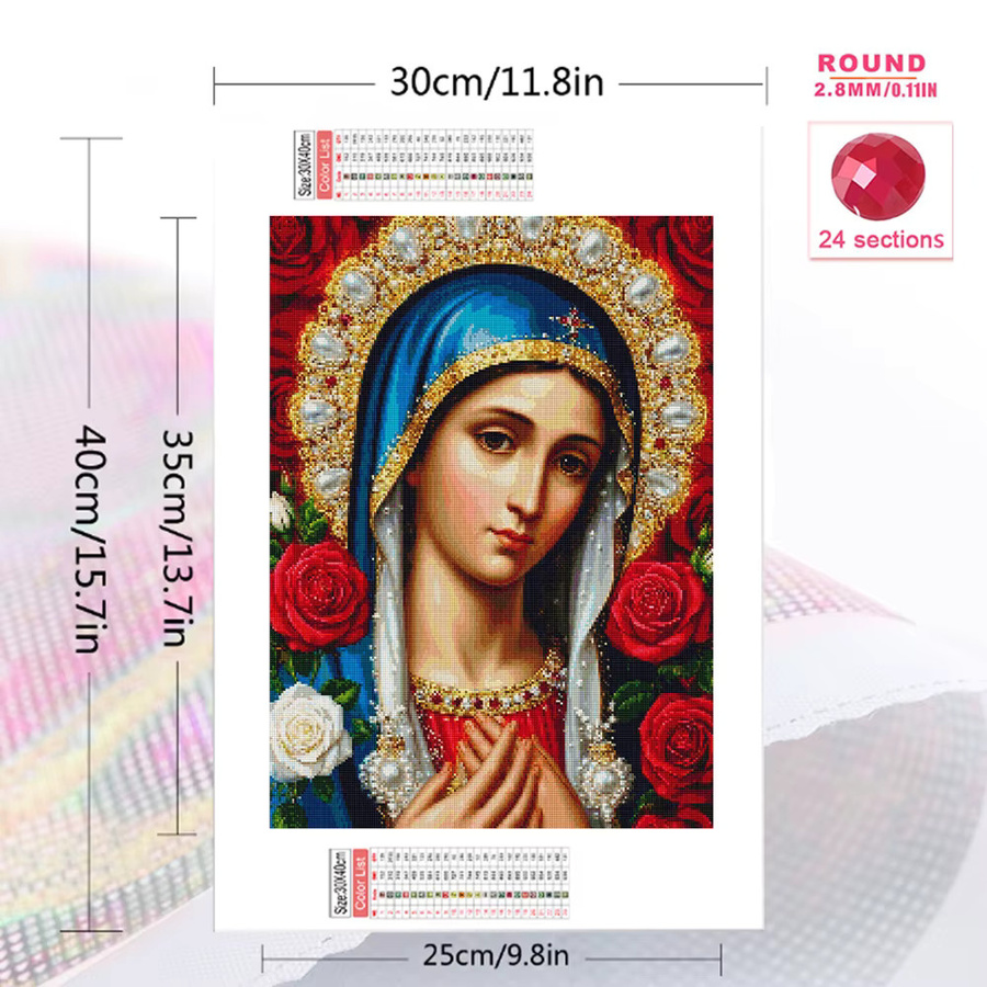 Evershine 5D Diamant Stickerei Kit mit Frauenporträt und Rosen-Motiv, Multicolour Wandkunst als Kreuzstich Malerei, B/H: 30 x 30 cm - Bild 2