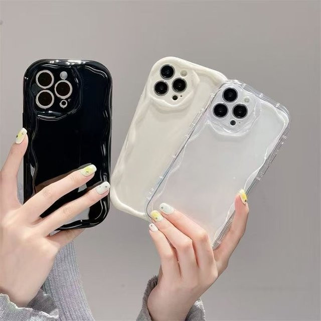 Transparente Apple iPhone Handyhülle aus weichem TPU mit Wellen-Design für iPhone 11 bis iPhone 17 Pro Max und Plus Modelle - Bild 1